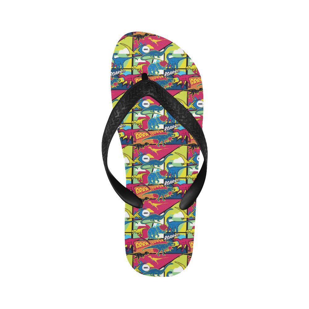 Dinosaur Comic Pop Art Style Flip Flops-JTAMIGO.COM