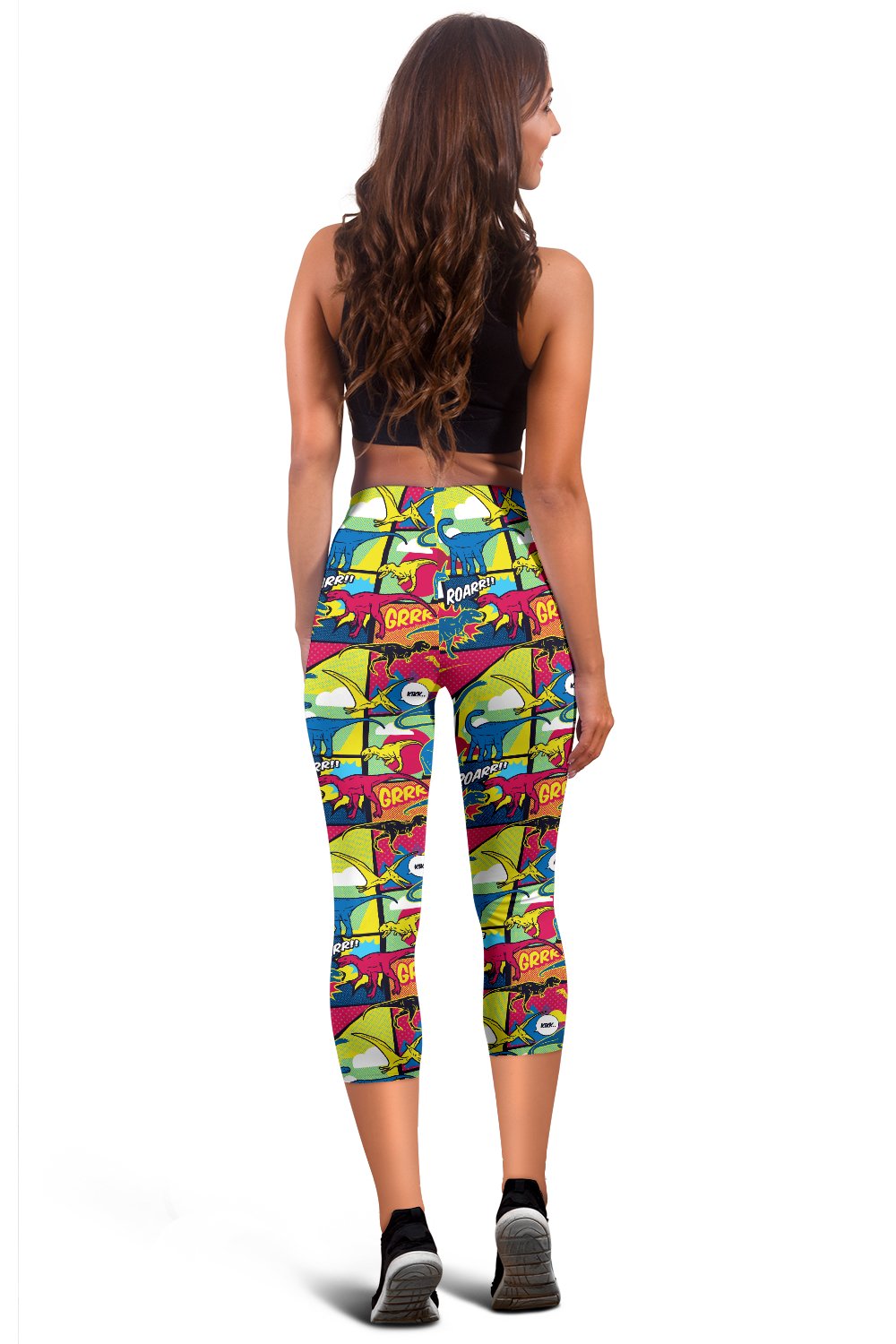 Dinosaur Comic Pop Art Style Women Capris