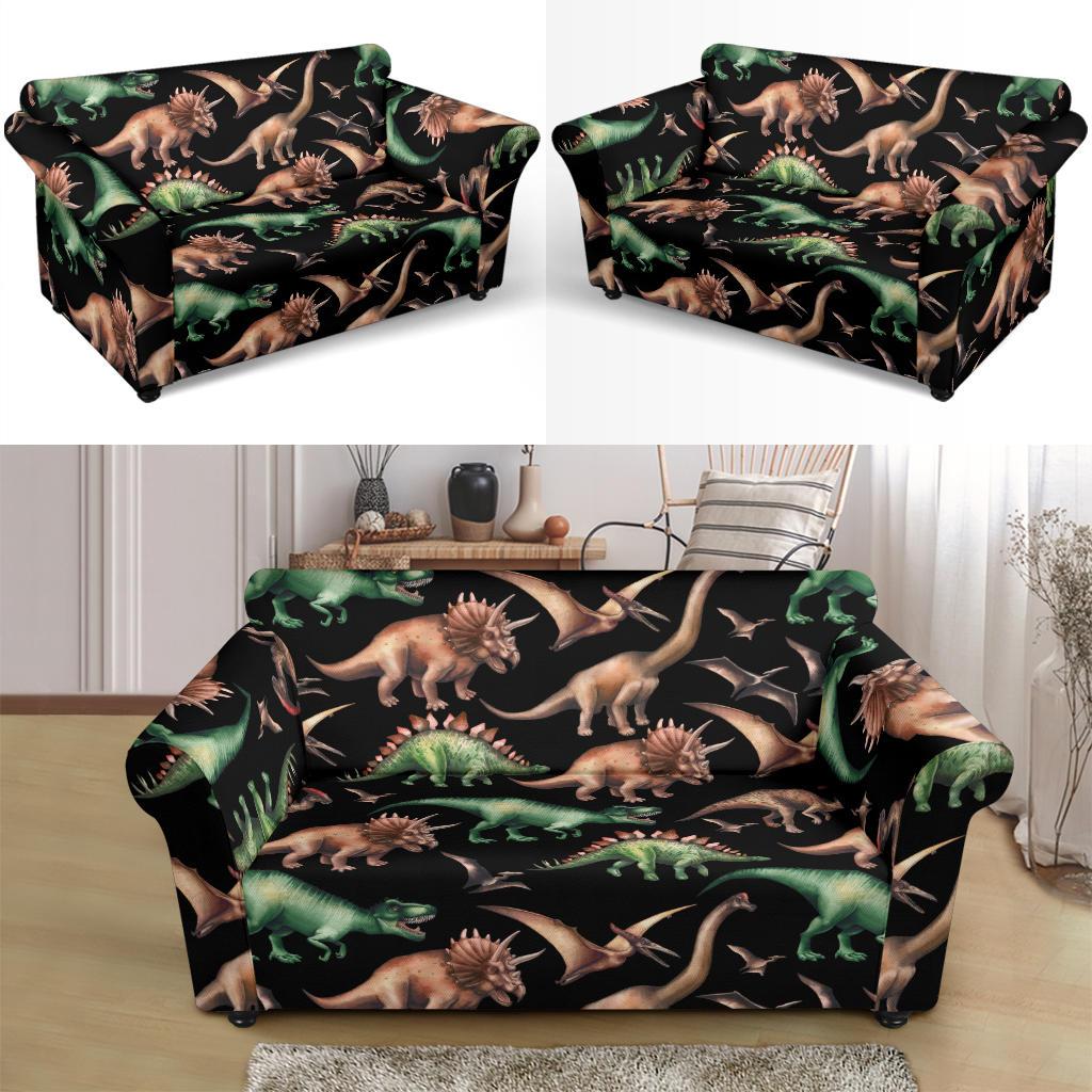Dinosaur Print Pattern Loveseat Slipcover-JTAMIGO.COM