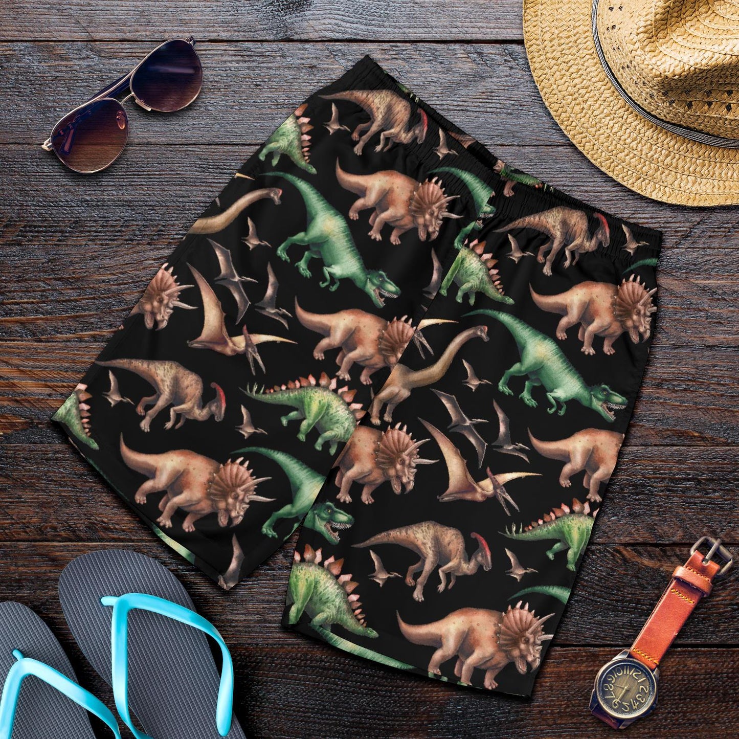 Dinosaur Print Pattern Mens Shorts-JTAMIGO.COM