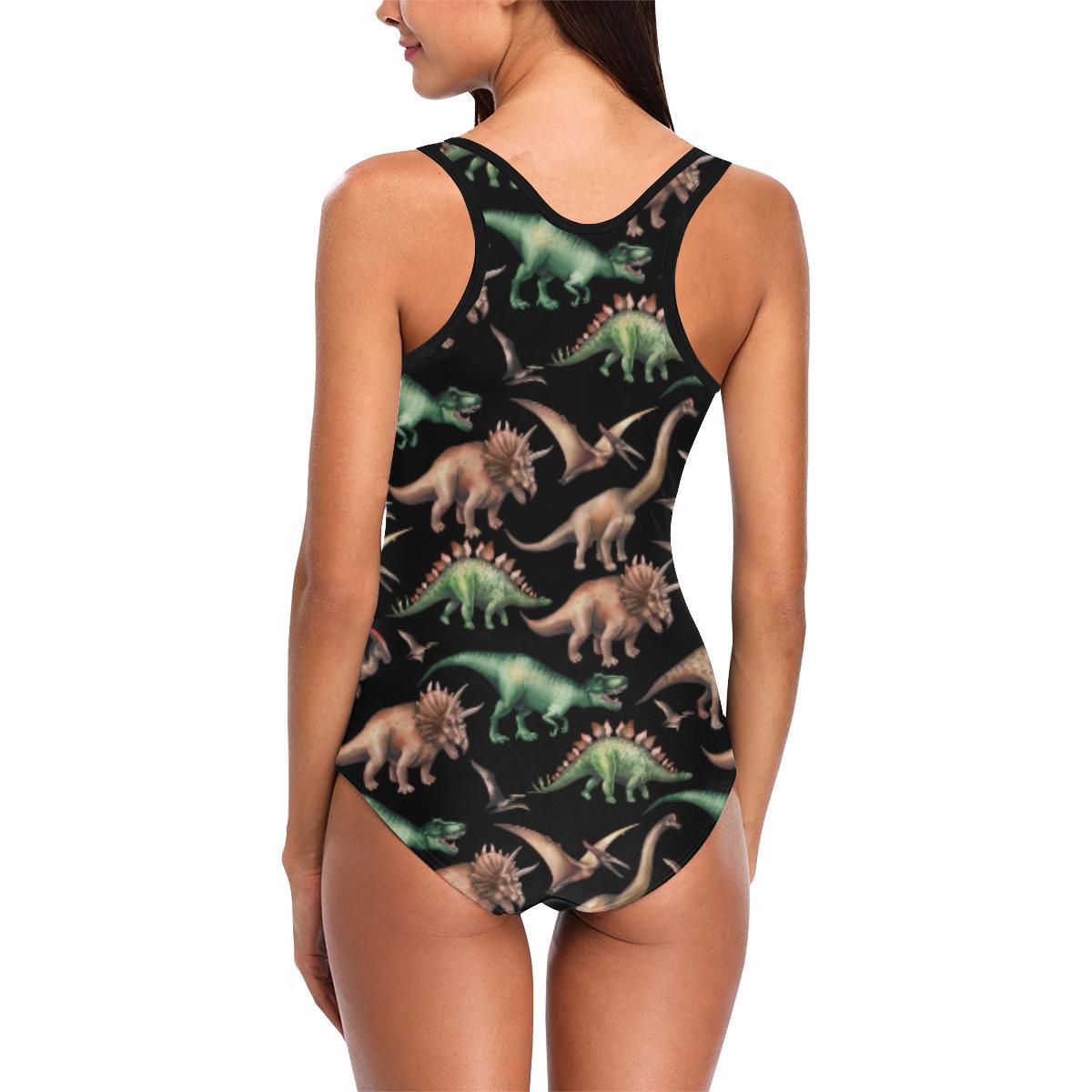 Dinosaur Print Pattern One Piece Swimsuit-JTAMIGO.COM