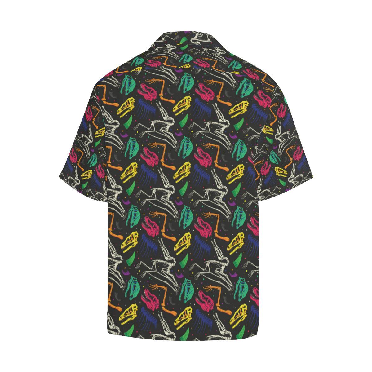 Dinosaur Skull Color Print Pattern Men Aloha Hawaiian Shirt