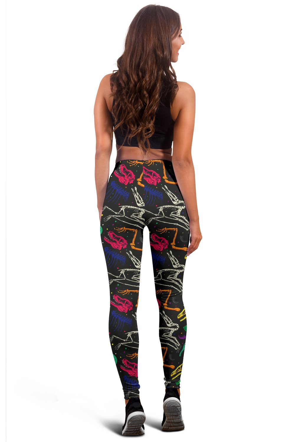 Dinosaur Skull Color Print Pattern Women Leggings
