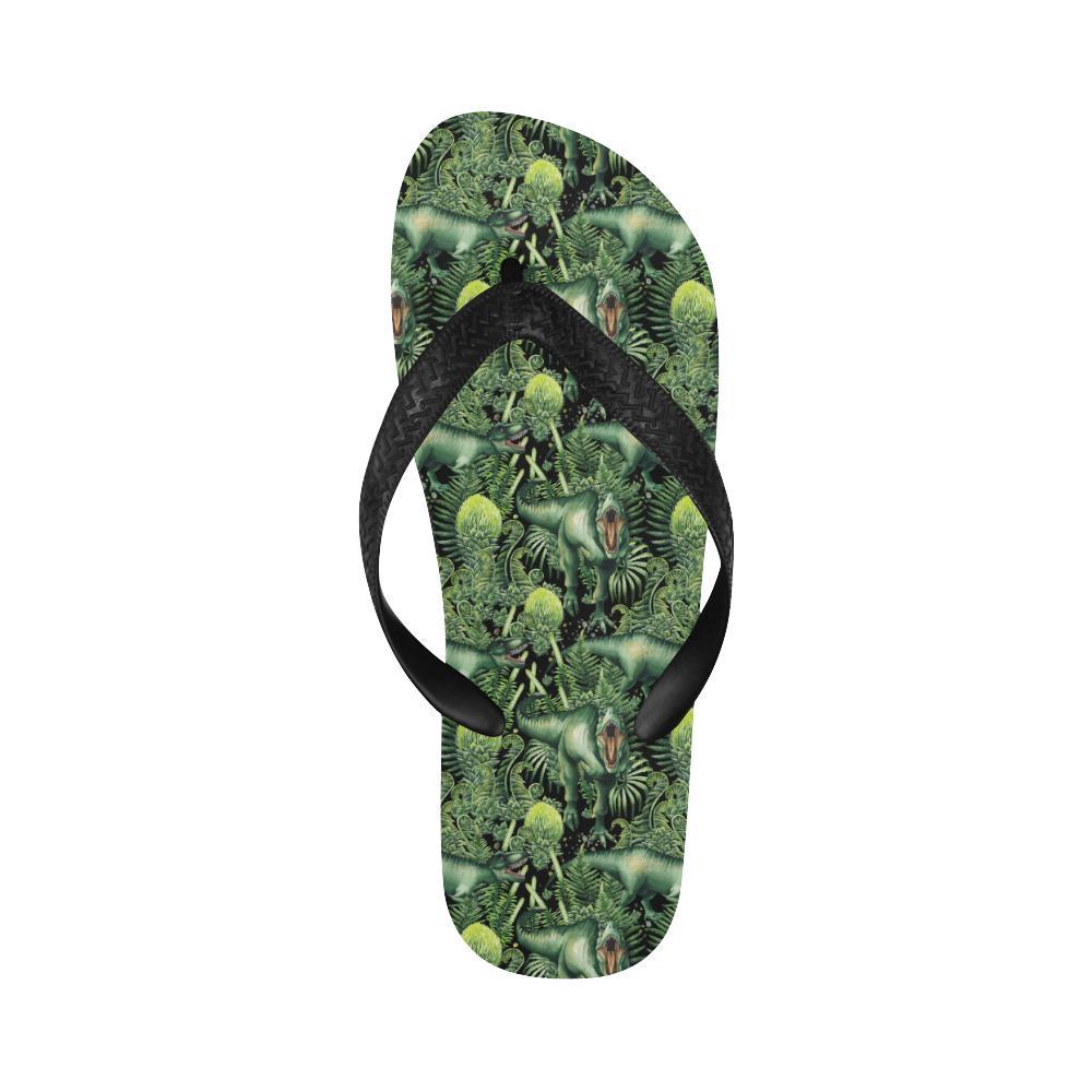 Dinosaur T Rex Print Pattern Flip Flops-JTAMIGO.COM
