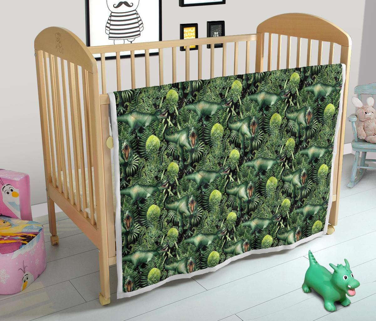 Dinosaur T Rex Print Pattern Premium Quilt-JTAMIGO.COM