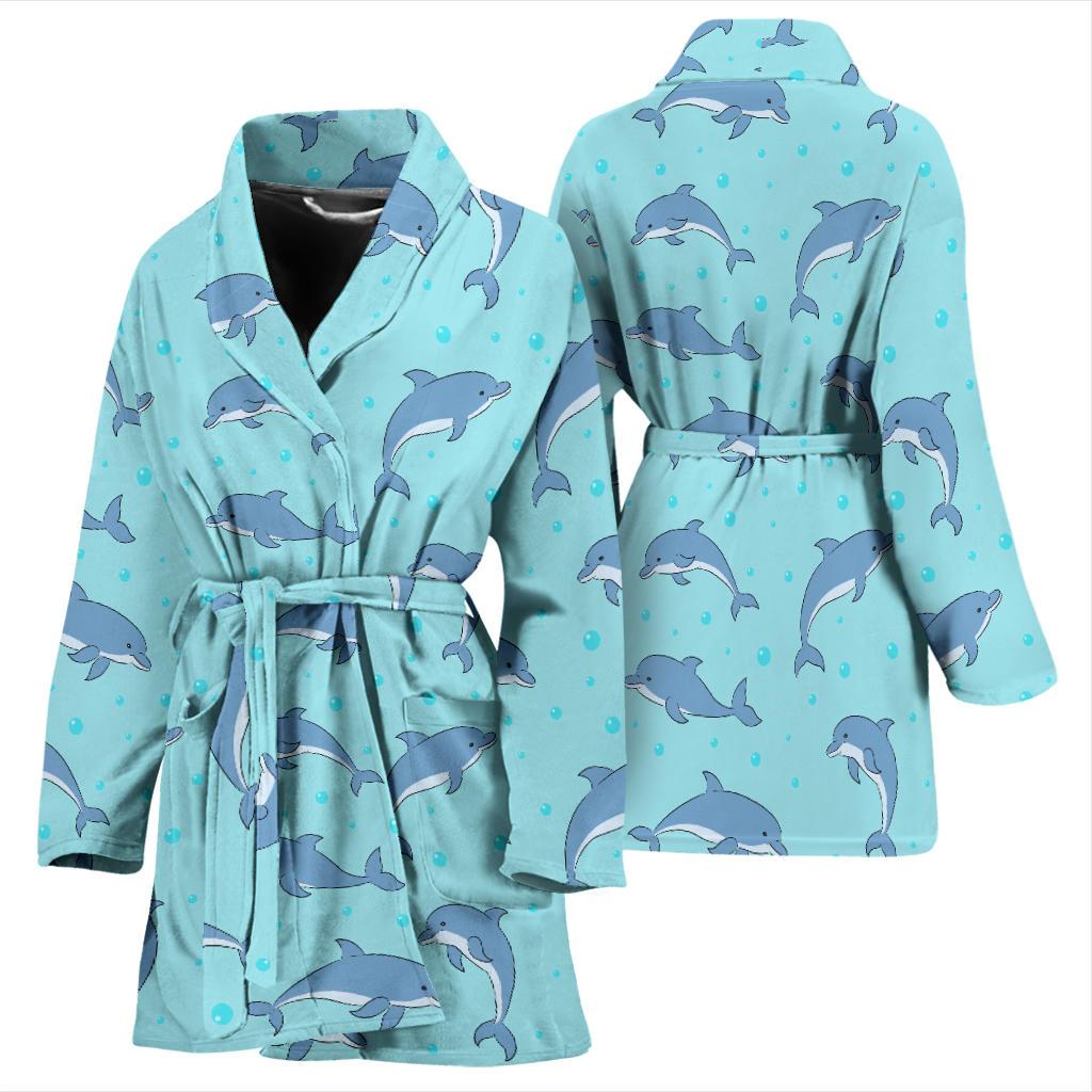 Dolphin Baby Cute Print Pattern Women Bath Robe-JTAMIGO.COM