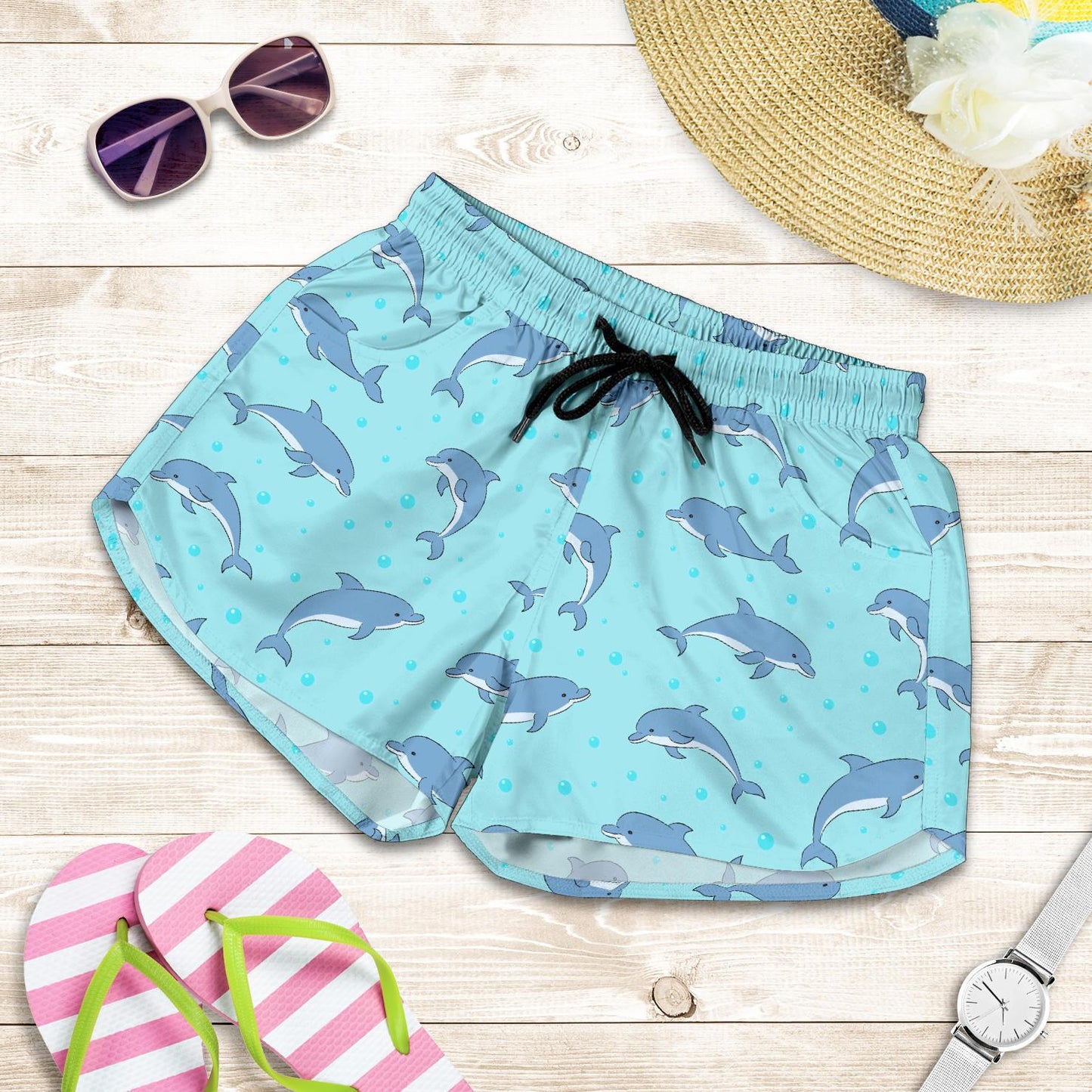 Dolphin Baby Cute Print Pattern Women Shorts-JTAMIGO.COM