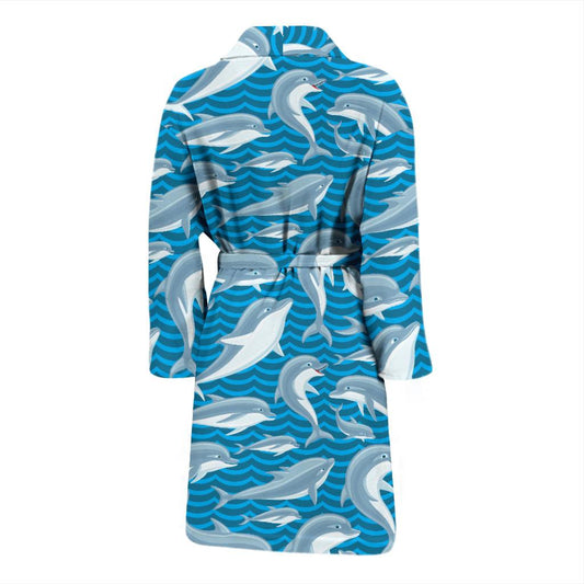 Dolphin Cute Print Pattern Men Bath Robe-JTAMIGO.COM