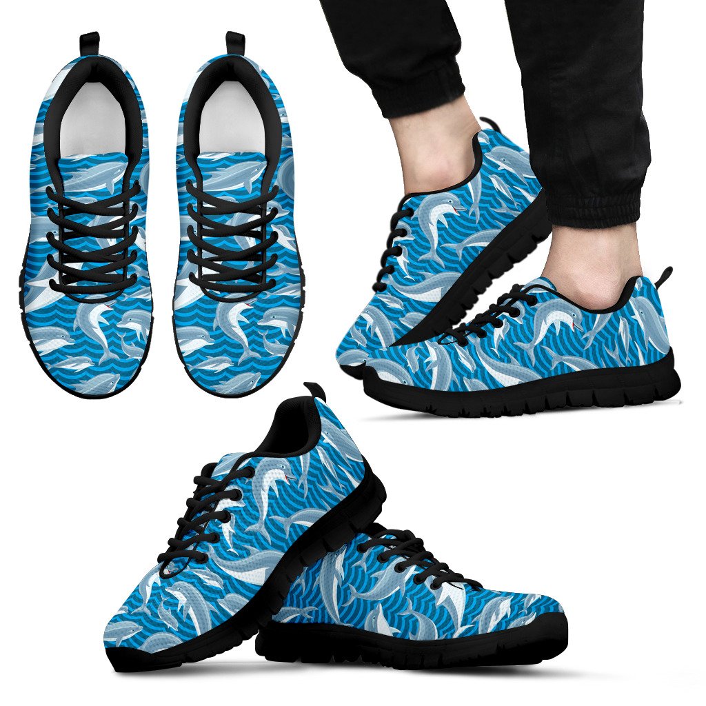 Dolphin Cute Print Pattern Men Sneakers Shoes