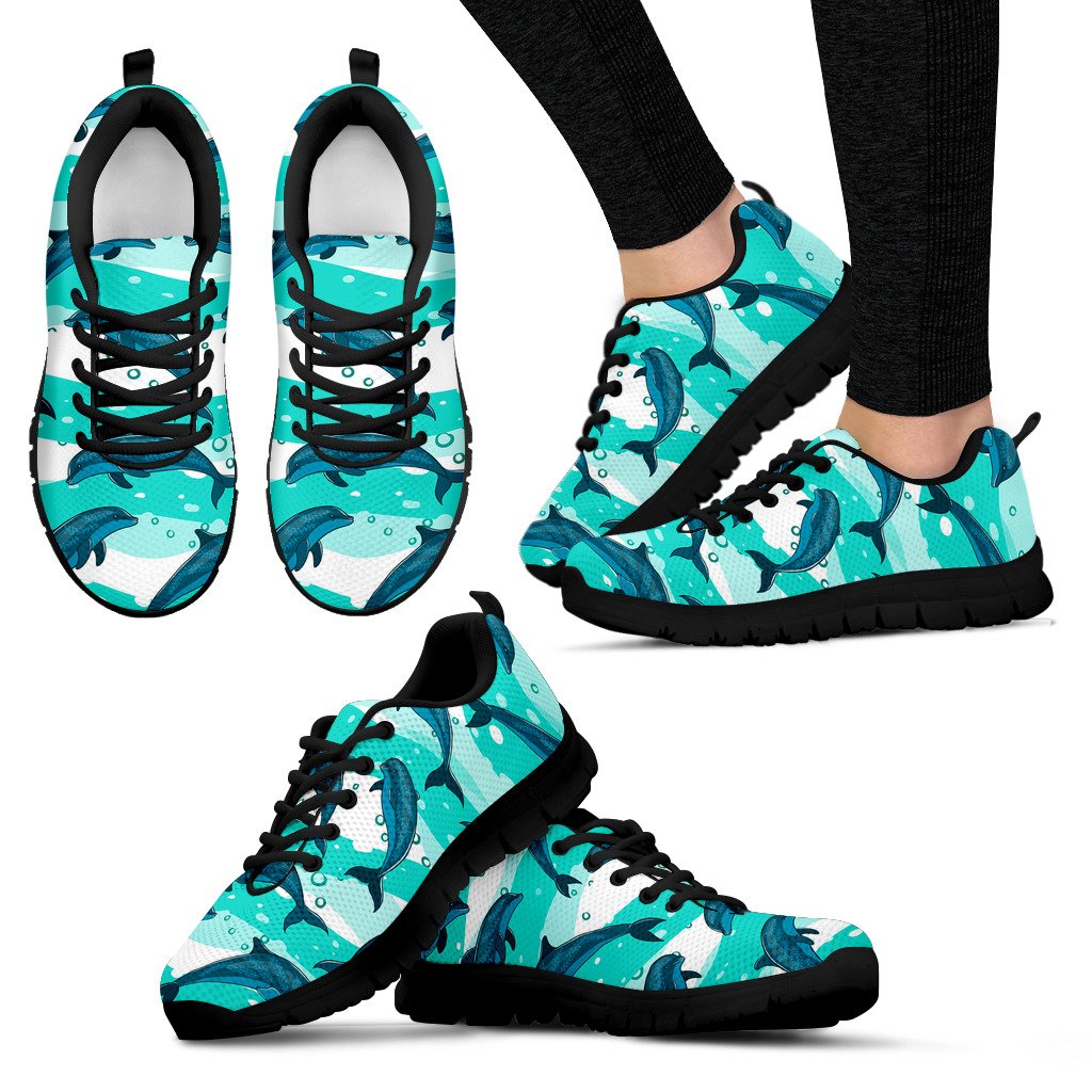 Dolphin Design Print Pattern Women Sneakers Shoes