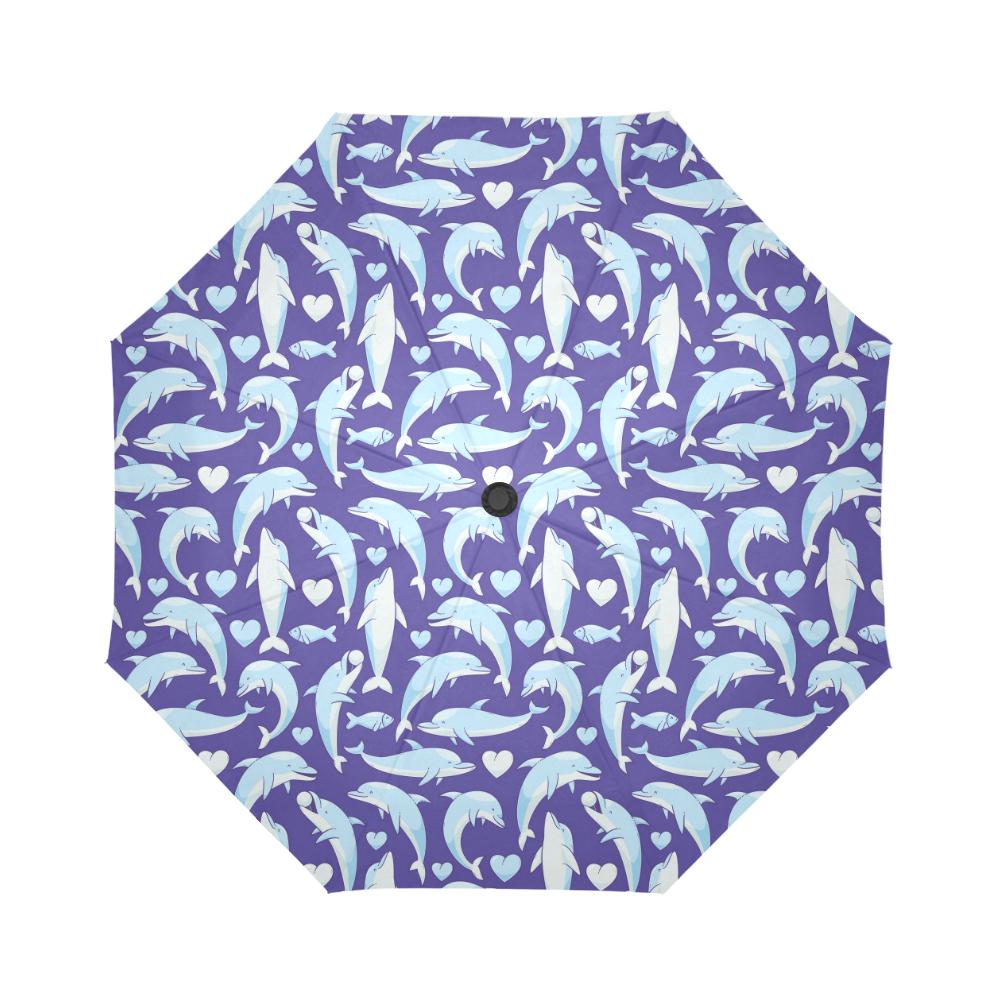 Dolphin Smile Print Pattern Automatic Foldable Umbrella