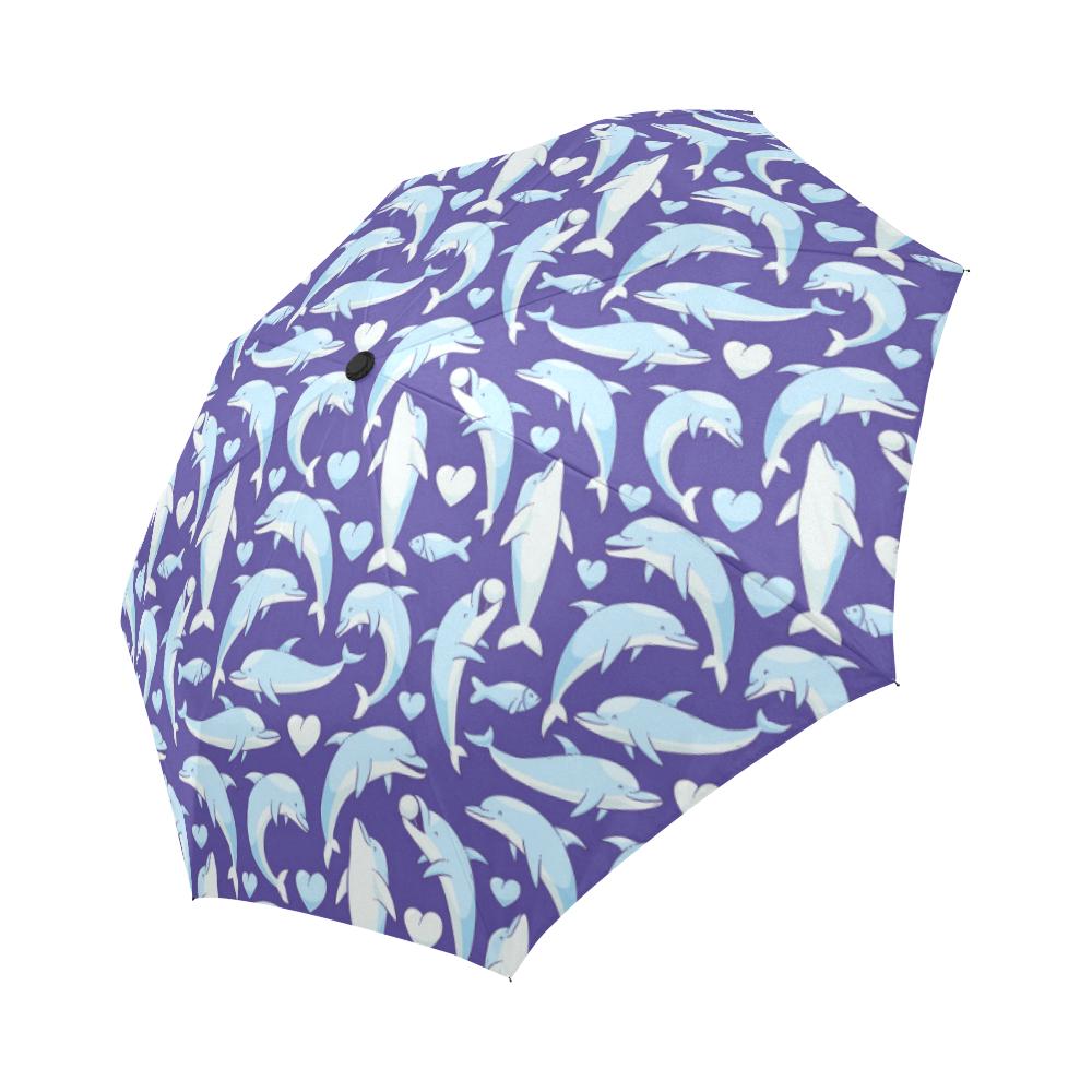 Dolphin Smile Print Pattern Automatic Foldable Umbrella