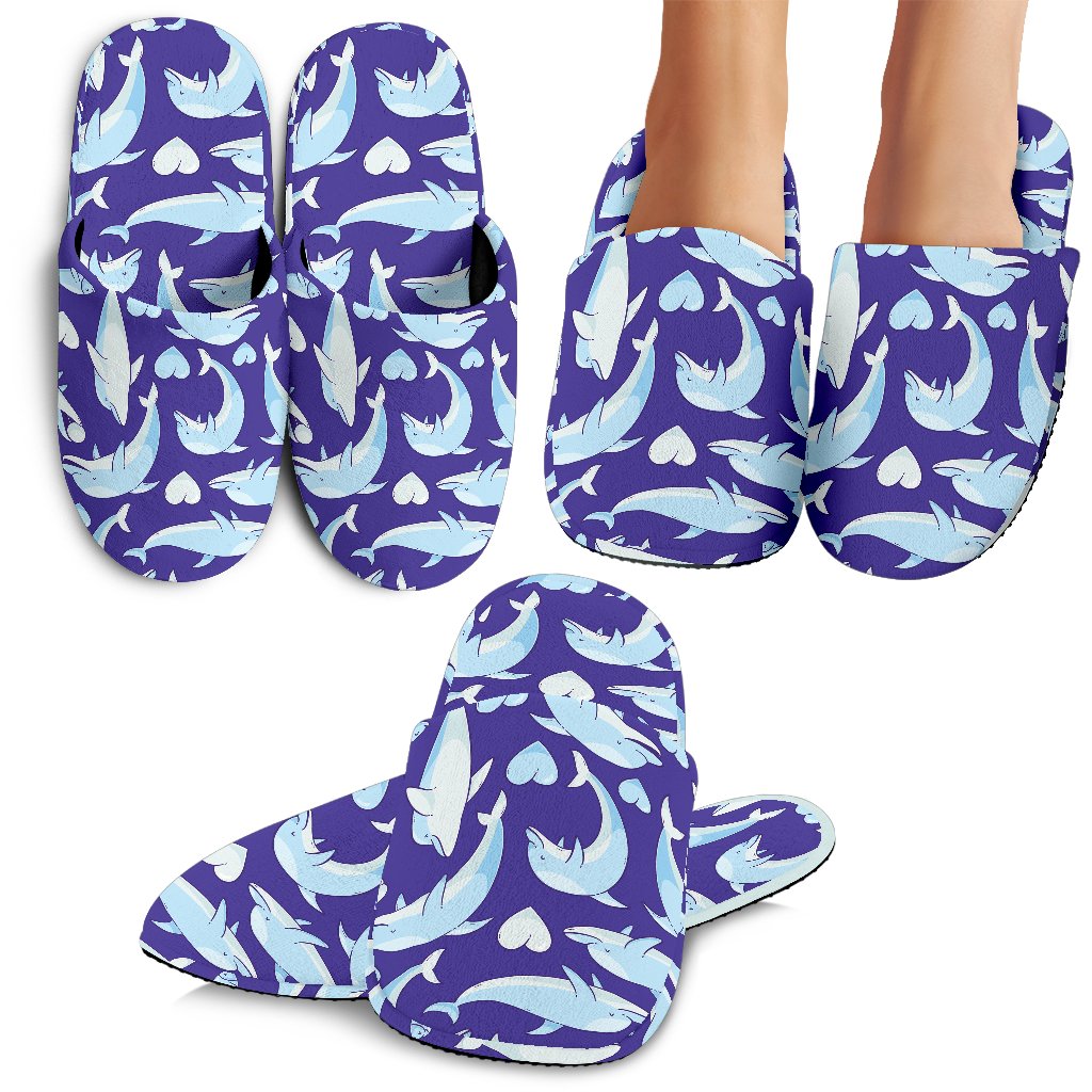 Dolphin Smile Print Pattern House Slippers