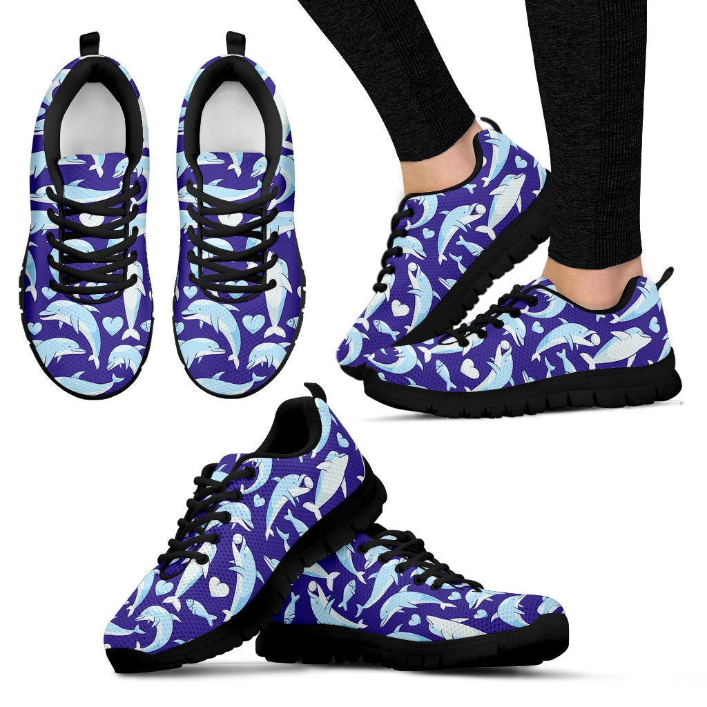 Dolphin Smile Print Pattern Women Sneakers Shoes