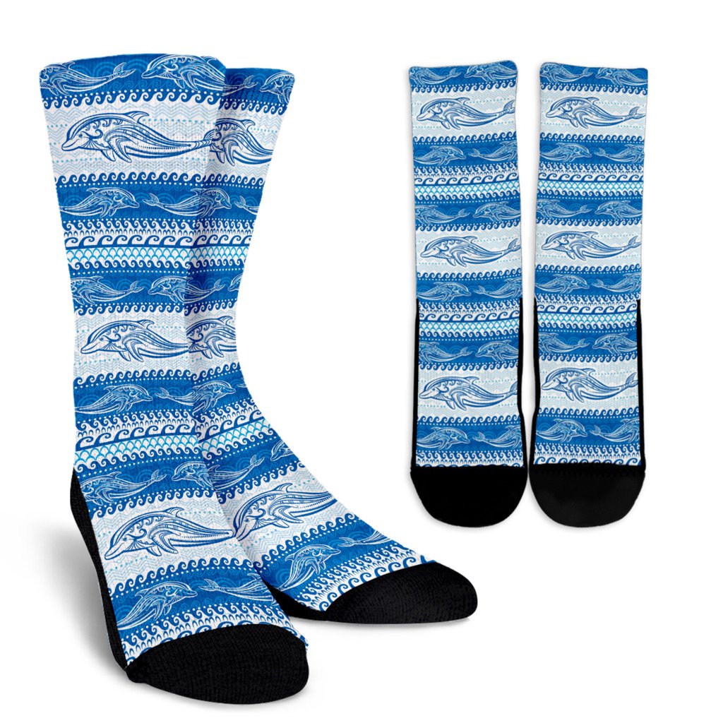 Dolphin Tribal Print Pattern Crew Socks