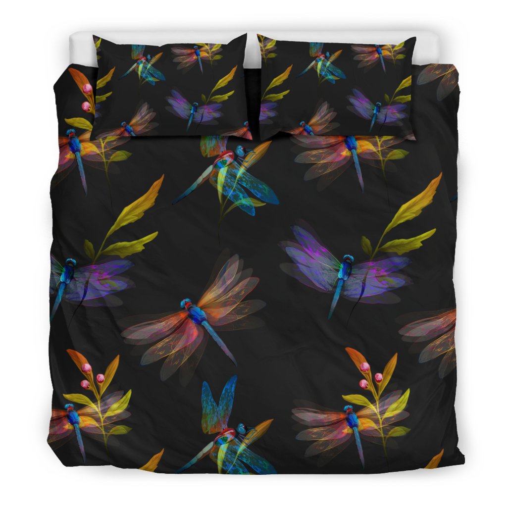 Dragonfly Colorful Realistic Print Duvet Cover Bedding Set