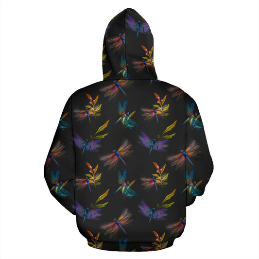 Dragonfly Colorful Realistic Print Pullover Hoodie