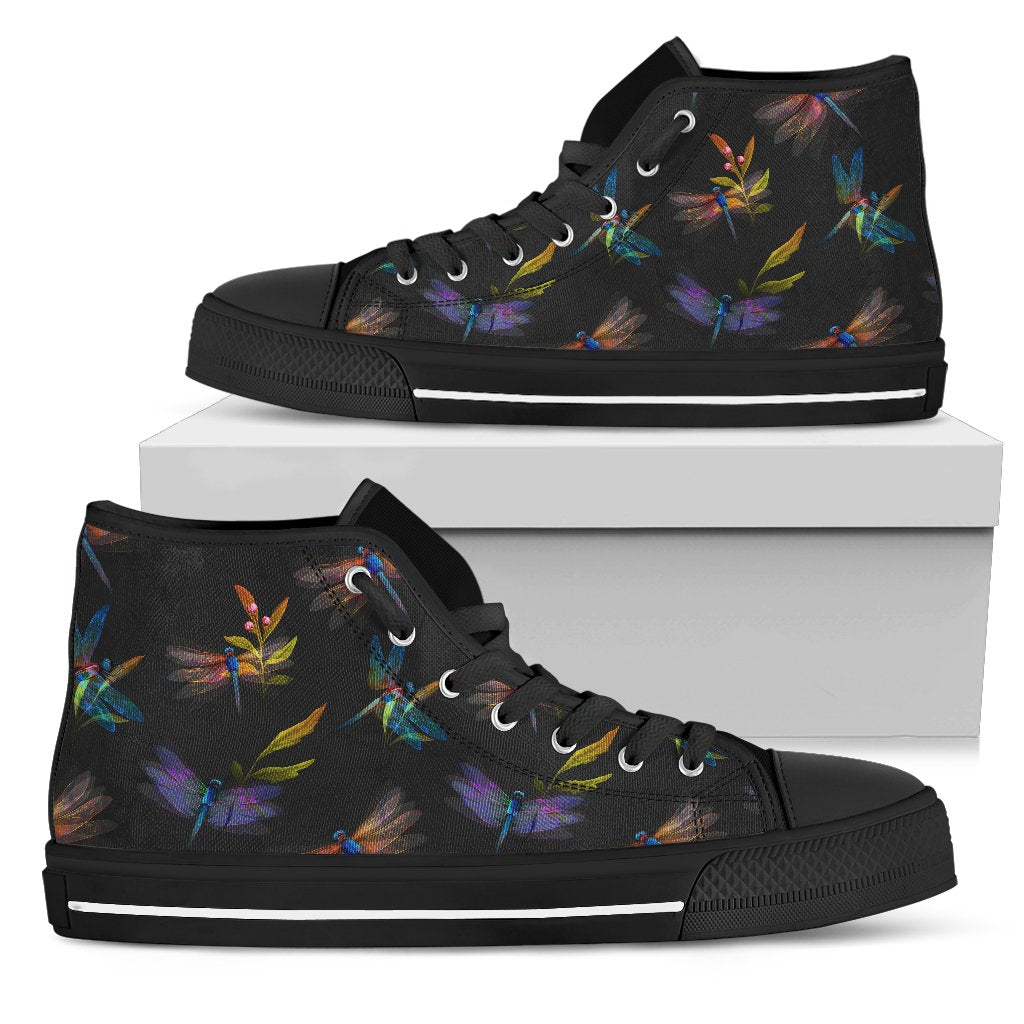 Dragonfly Colorful Realistic Print Women High Top Shoes