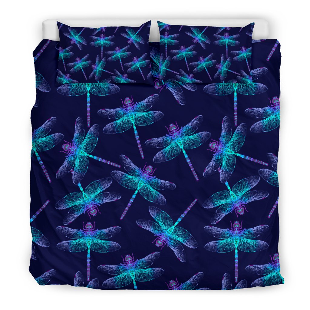 Dragonfly Hand Drawn Style Print Duvet Cover Bedding Set