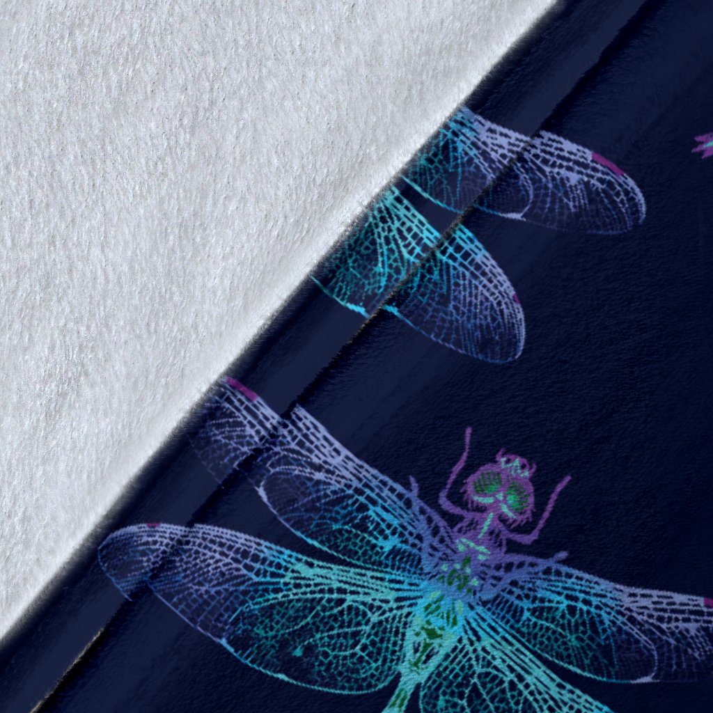 Dragonfly Hand Drawn Style Print Fleece Blanket