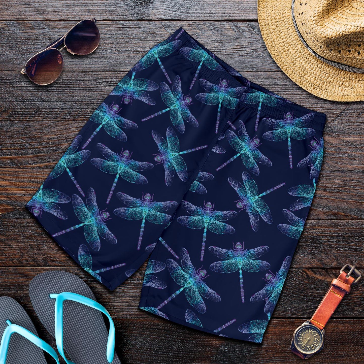 Dragonfly Hand Drawn Style Print Mens Shorts-JTAMIGO.COM
