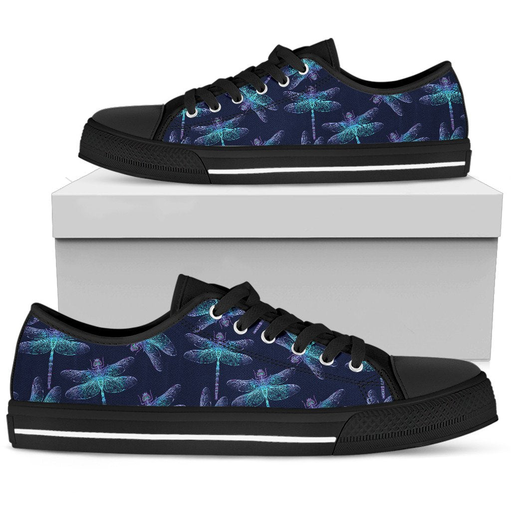 Dragonfly Hand Drawn Style Print Women Low Top Shoes