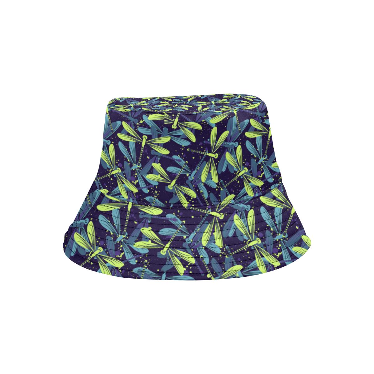 Dragonfly Lime Blue Print Pattern Unisex Bucket Hat