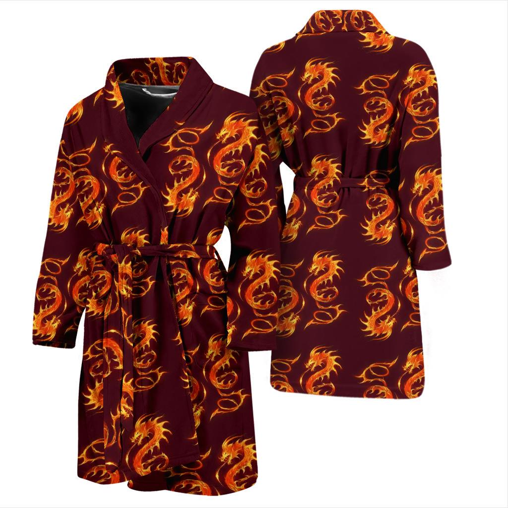 Dragons Fire Design Men Bath Robe-JTAMIGO.COM