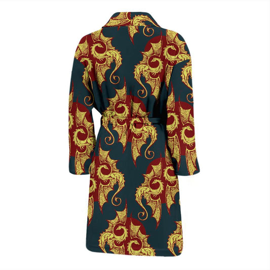 Dragons Gold Design Pattern Men Bath Robe-JTAMIGO.COM