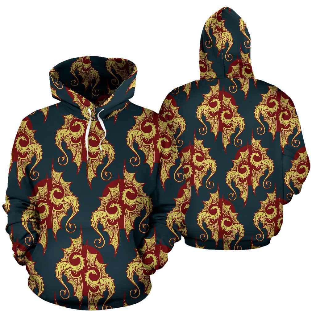 Dragons Gold Design Pattern Pullover Hoodie