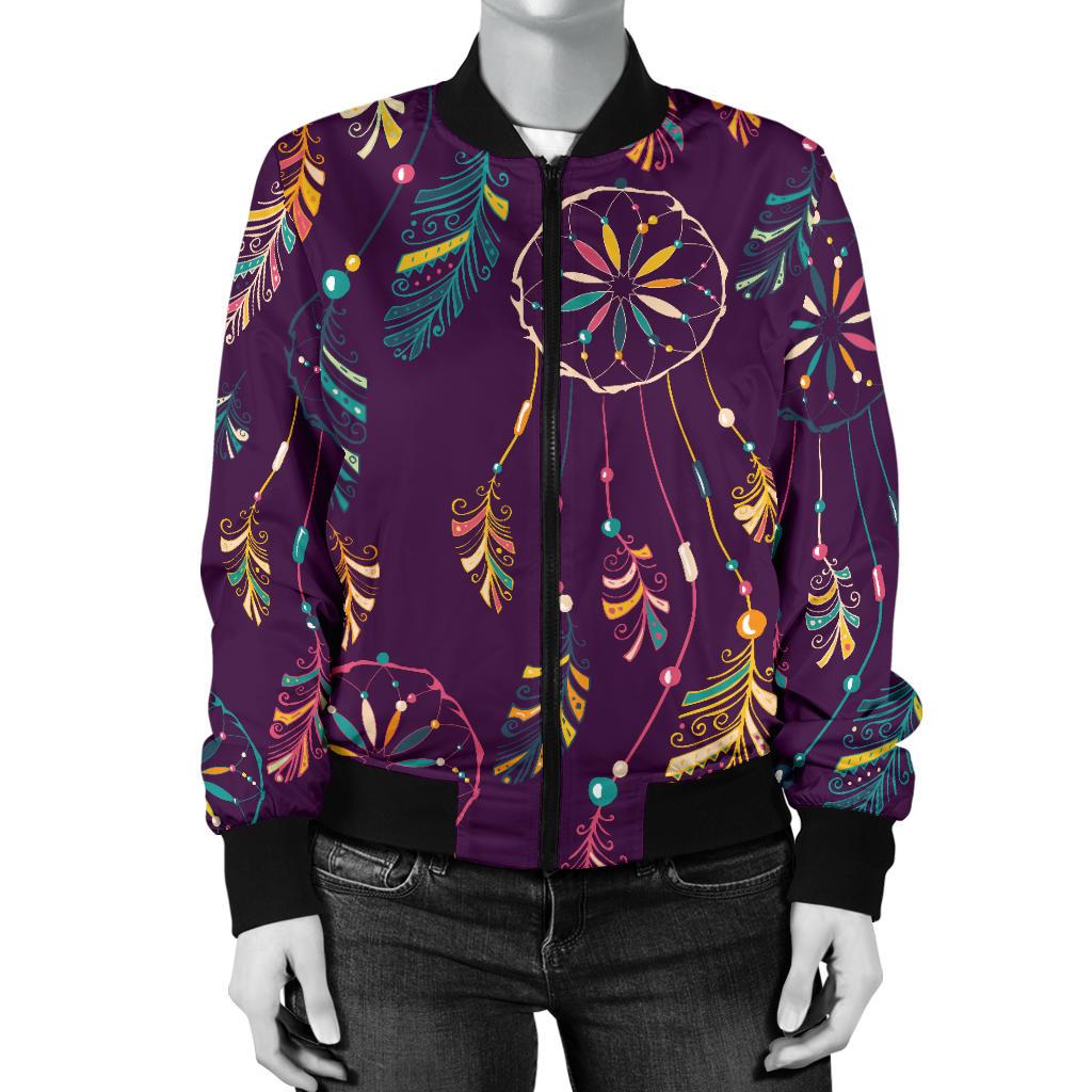 Dream Catcher Boho Design Women Casual Bomber Jacket