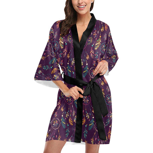 Dream Catcher Boho Design Women Short Kimono Robe