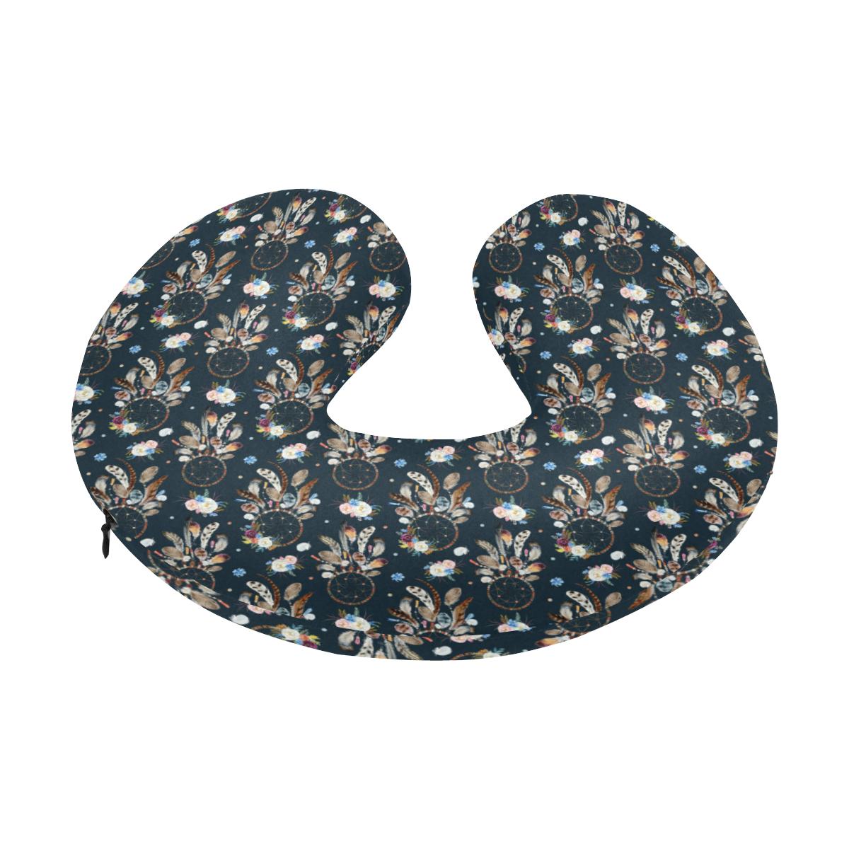Dream Catcher Boho Floral Style U-Shaped Travel Neck Pillow-JTAMIGO.COM