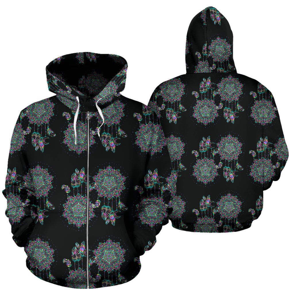 Dream Catcher Colorful Hand Drawn Zip Up Hoodie