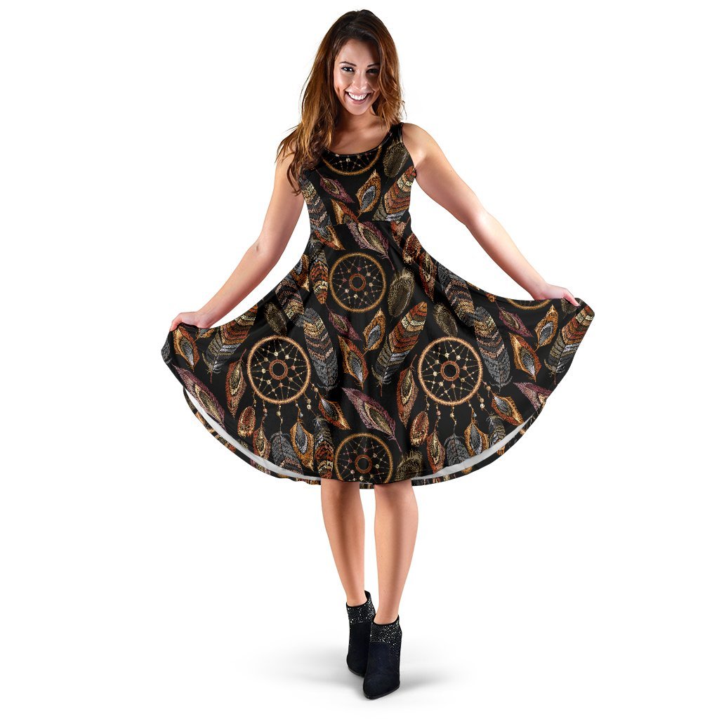 Dream Catcher Embroidered Style Sleeveless Dress