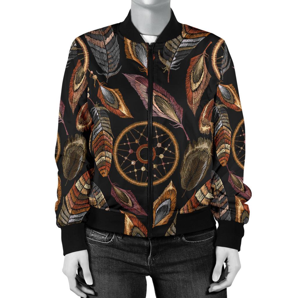 Dream Catcher Embroidered Style Women Casual Bomber Jacket
