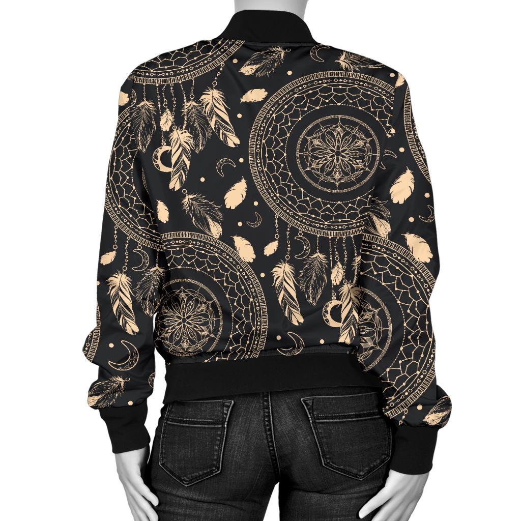 Dream Catcher Mandala Boho Moon Women Casual Bomber Jacket