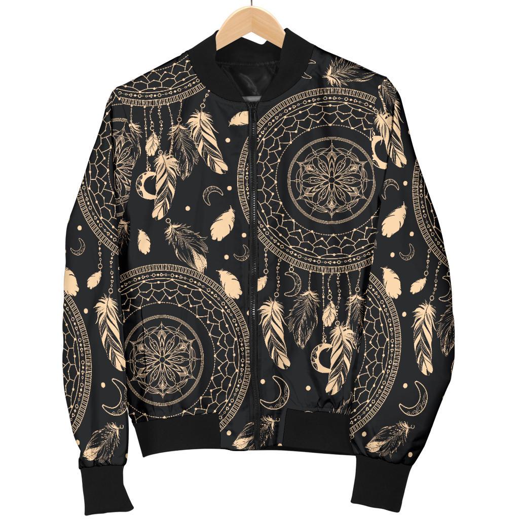 Dream Catcher Mandala Boho Moon Women Casual Bomber Jacket
