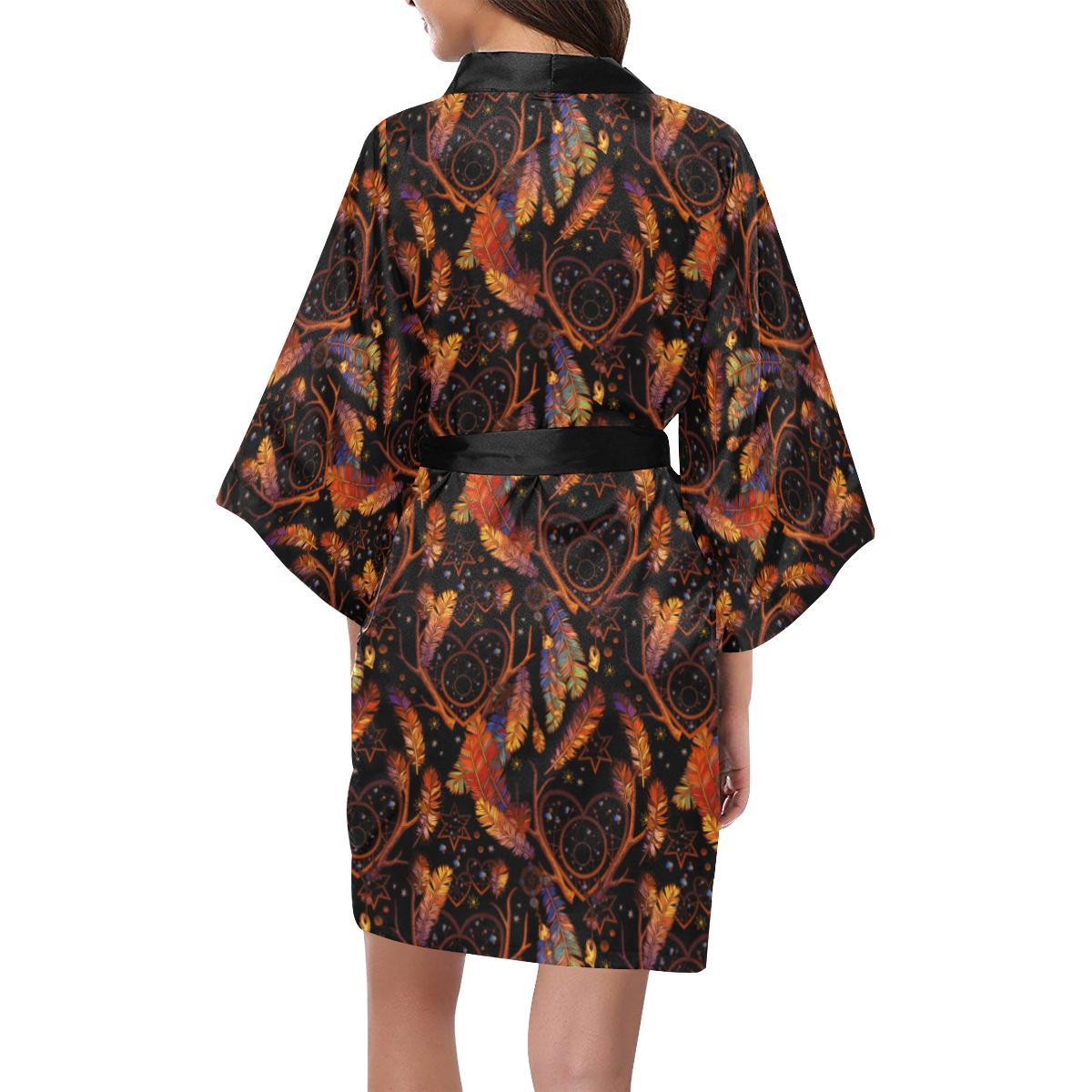 Dream Catcher Native American Design Women Short Kimono Robe