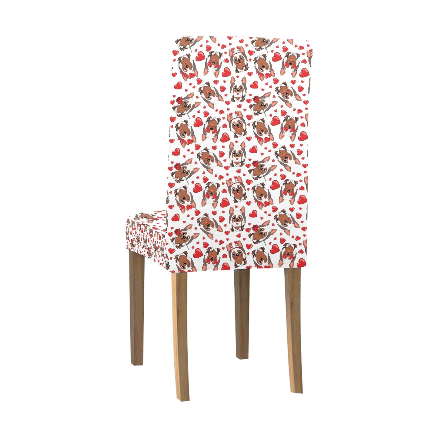 Silky Terriers Heart Print Design LKS302 Dining Chair Slipcover