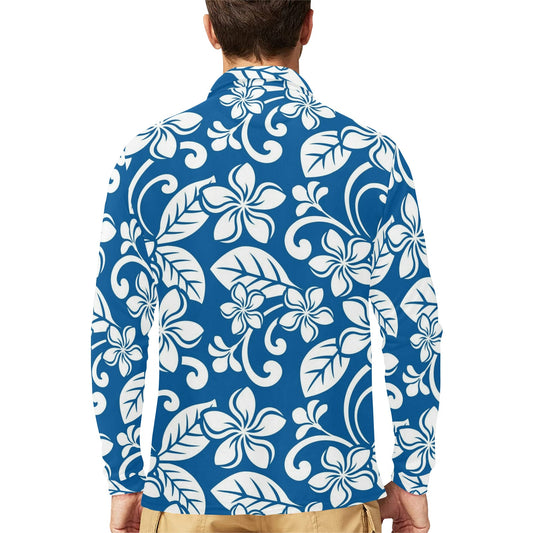 Plumeria Pattern Print Design PM013 Long Sleeve Polo Shirt For Men's