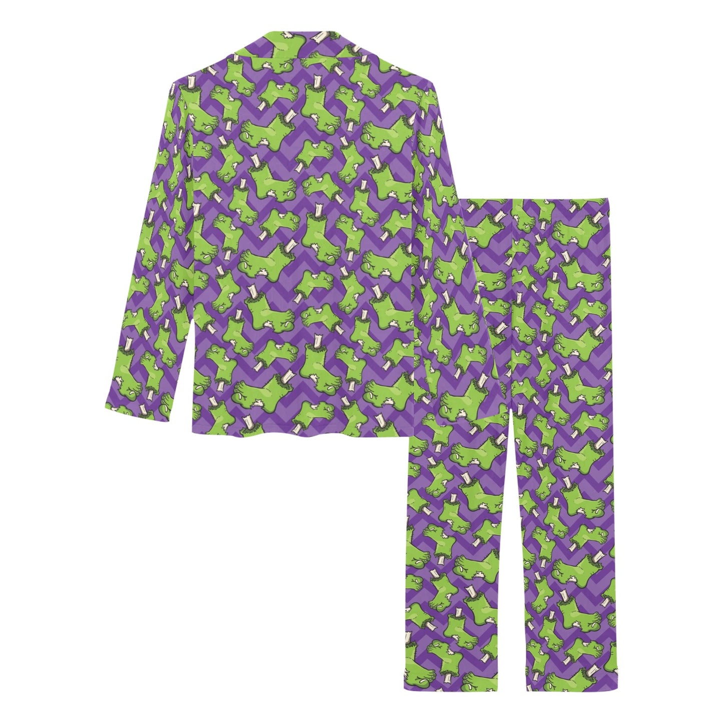 Zombie Foot Design Pattern Print Women's Long Pajama Set