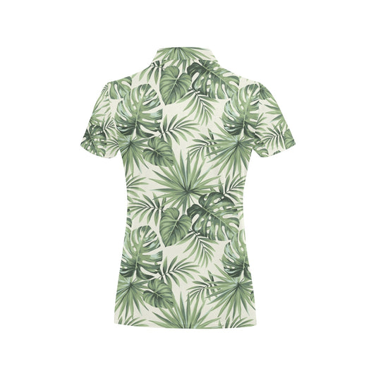 Palm Leaf Pattern Print Design A02 Women's Polo Shirt