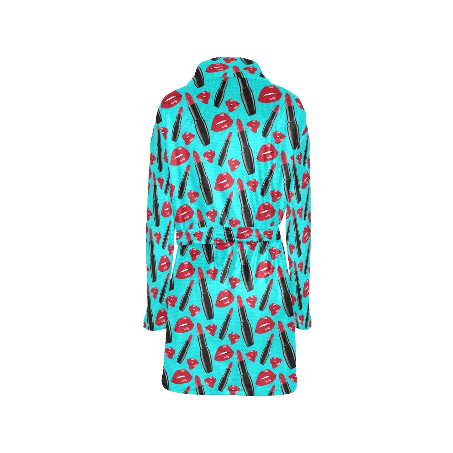 Lipstick Pattern Print Design LT02 Women's Fleece Robe