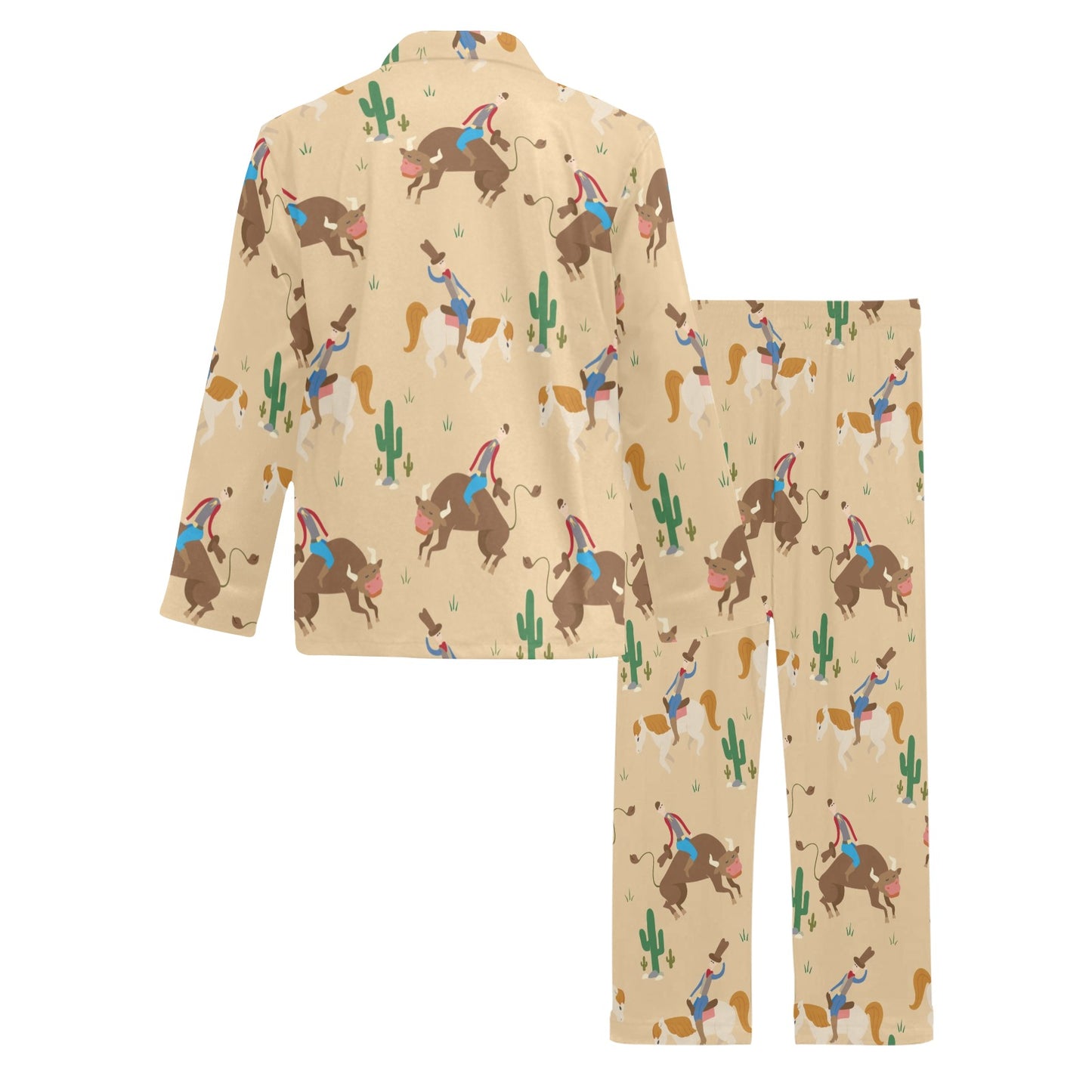 Rodeo Pattern Print Design A02 Men's Long Pajama Set