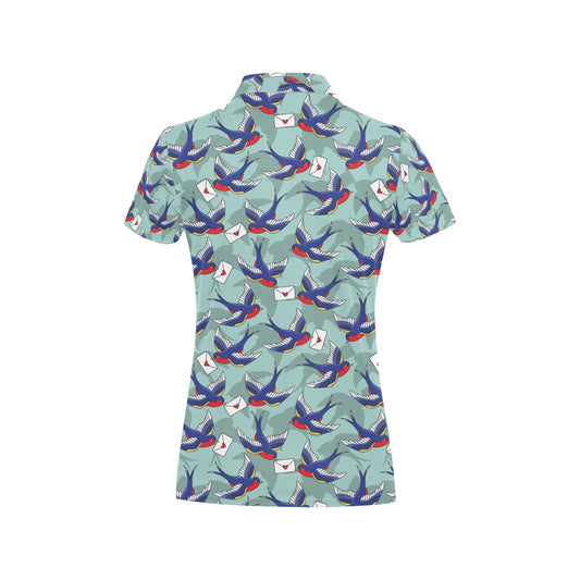 Swallow Bird Pattern Print Design 02 Women's Polo Shirt