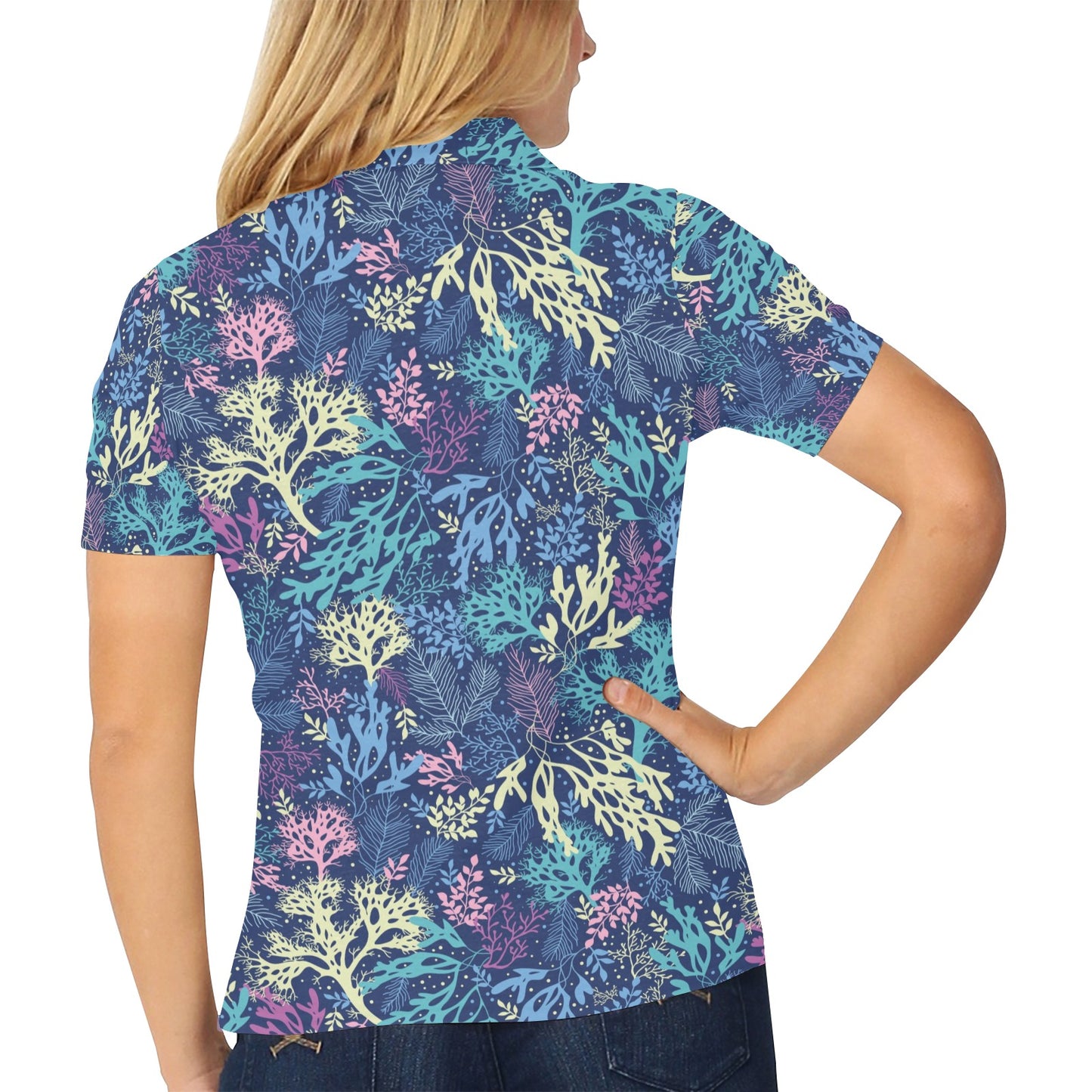 Seaweed Print Design LKS301 Women's Polo Shirt