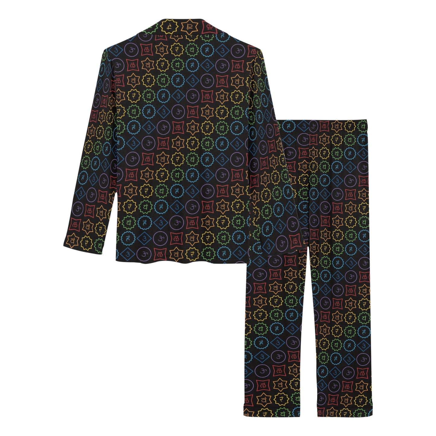 Chakra Colorful Symbol Pattern Women's Long Pajama Set
