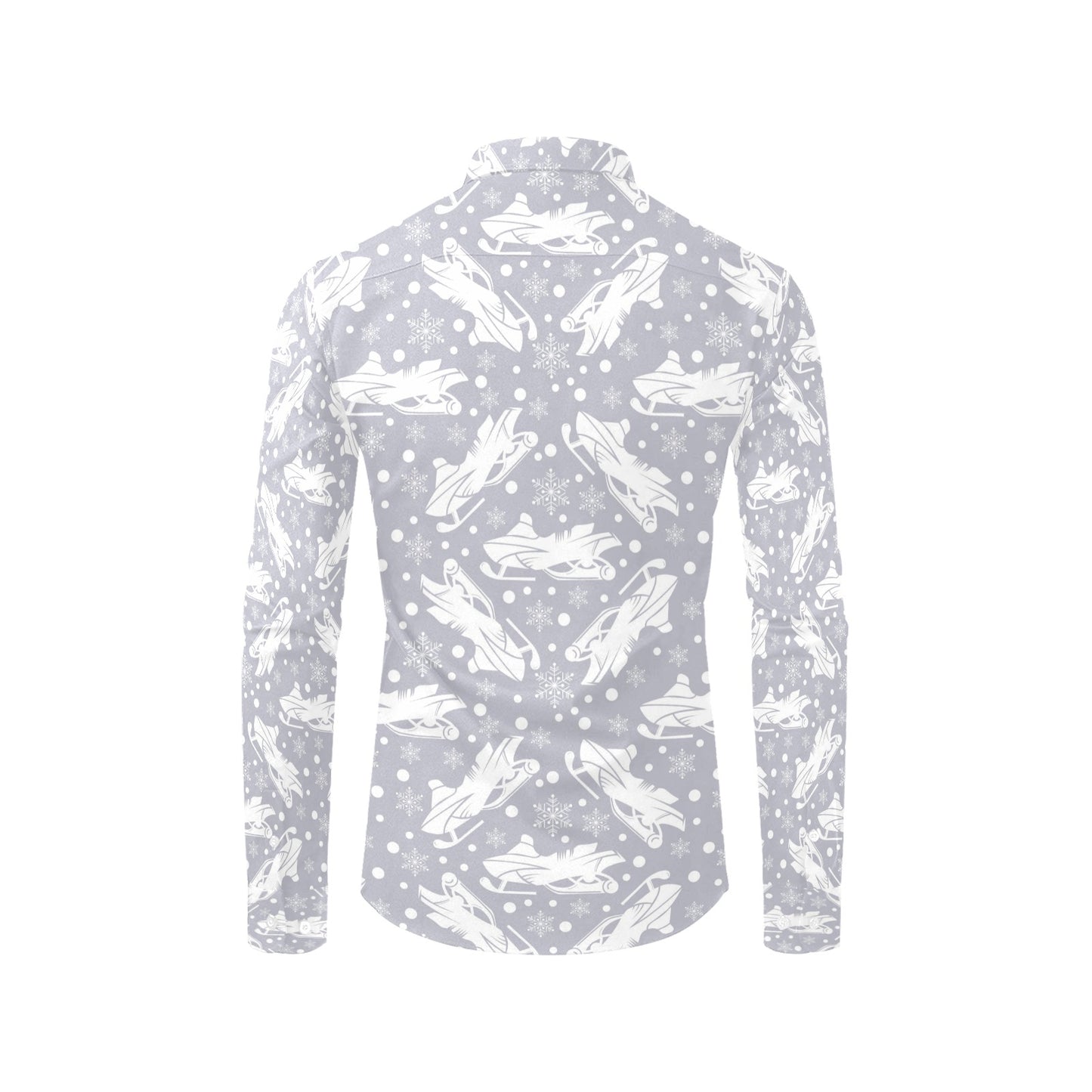 Snowmobile Print Design LKS302 Men's Long Sleeve Dress Shirt