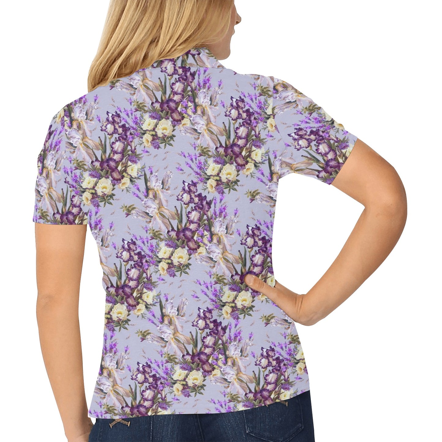 Iris Pattern Print Design IR07 Women's Polo Shirt